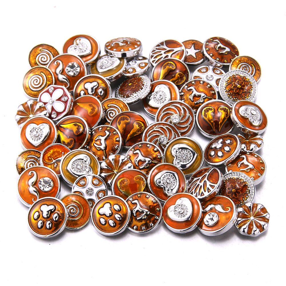 Lot de 10 boutons à pression en métal pour Bracelet, Style, mélange de bijoux, 12mm, strass fleur, Mini boutons pression pour Bracelet: AX164-OR