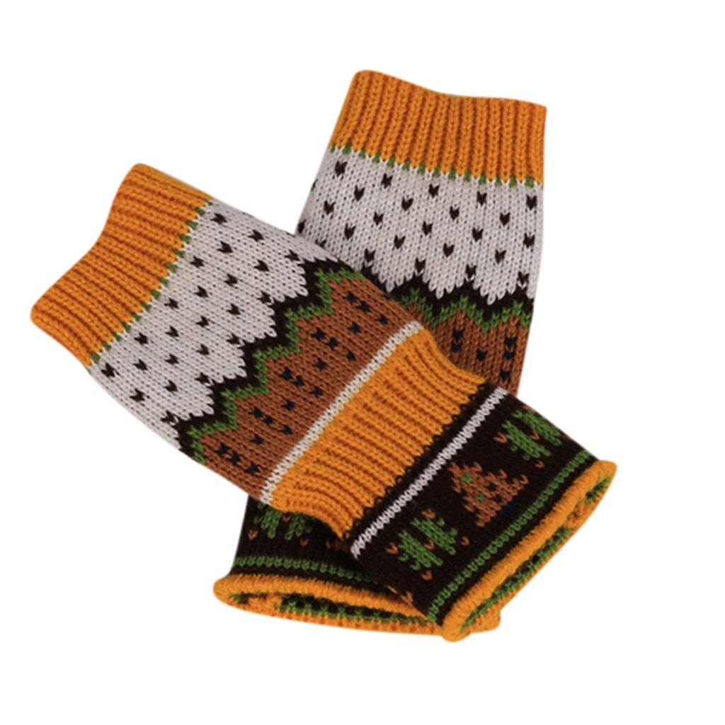 Halloweenowe rękawiczki damskie damskie paski kreskówkowe rękawiczki cieplejsze dzianiny długie rękawiczki bez palców rękawiczki akcesoria robić Halloween prezent: żółty