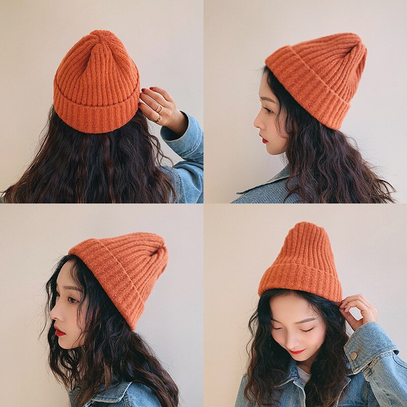 Mltbb Wol Winter Hoeden Voor Vrouwen Solid Candy Kleur Breien Mutsen Hoed Vrouwelijke Zachte Kpop Stijl Skullcap Meisjes Bonnet gorro