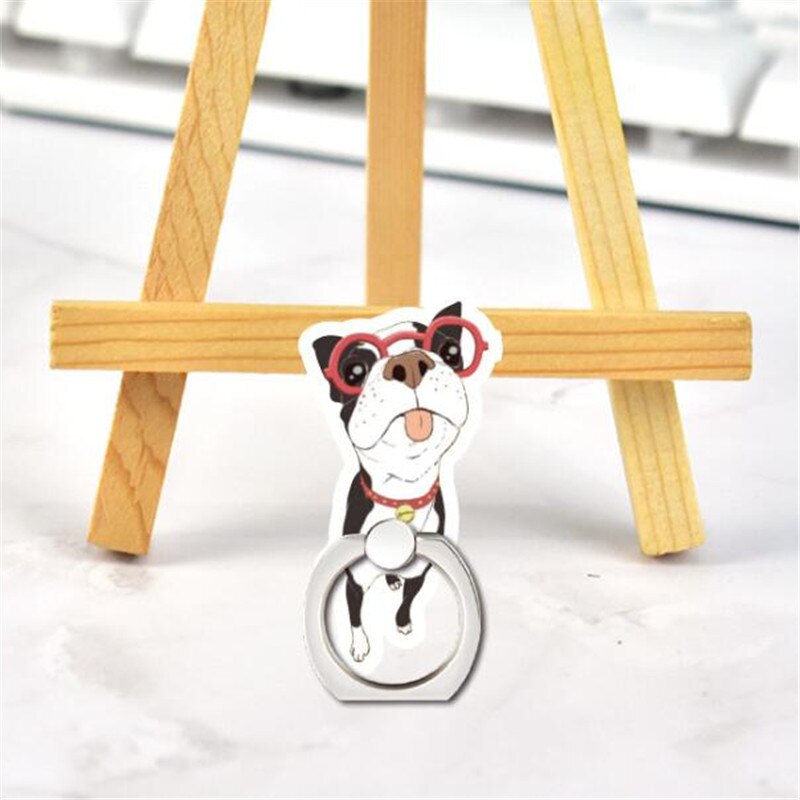 Animals Dog Corgi Pug Cat Finger Ring Phone Stand Holder Car Mobile Phone Holder Stand Suporte Celular For iPhone 11 All Phone: N