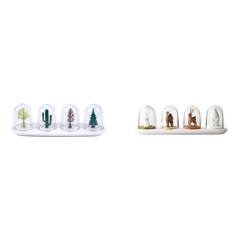 8Pcs Kitchen Supplies Four Seasons Plant/ Four Animal Spice Jar Seasoning Bottle Salt Sugar Pepper Shaker Cooking Tools