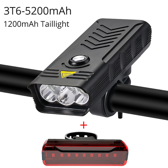 10000 mah cykellygte foran 5 t 6 3000 lumen cykellygte usb genopladelig kraftig lommelygte mtb lampe led forlygte baglygte: 5200 mah med bag