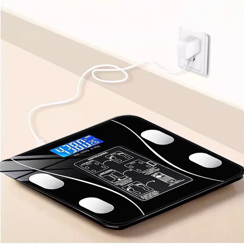 Báscula de grasa corporal inteligente para adultos, balanza electrónica de carga para el hogar, Bluetooth, F