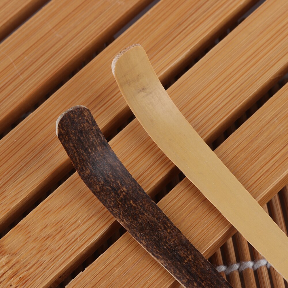 1PC Schwarz Bambus Holz Tee Stöcke Matcha Löffel Blatt Spachtel würzen Gerät Tee Schalen Kochen Utensil Teegeschirr Küche Werkzeug