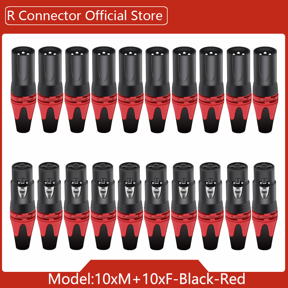20pcs/10sets Colorful 3Pin XLR Female Jack Male Plug 3Pole XLR Socket Audio Microphone Cable Wire Connectors Power Adapter: Brown