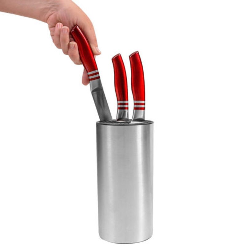 Märkesstil knivhållare i rostfritt stål knivblock universal knivställ 23*11.2*11.2cm verktygsförkläde