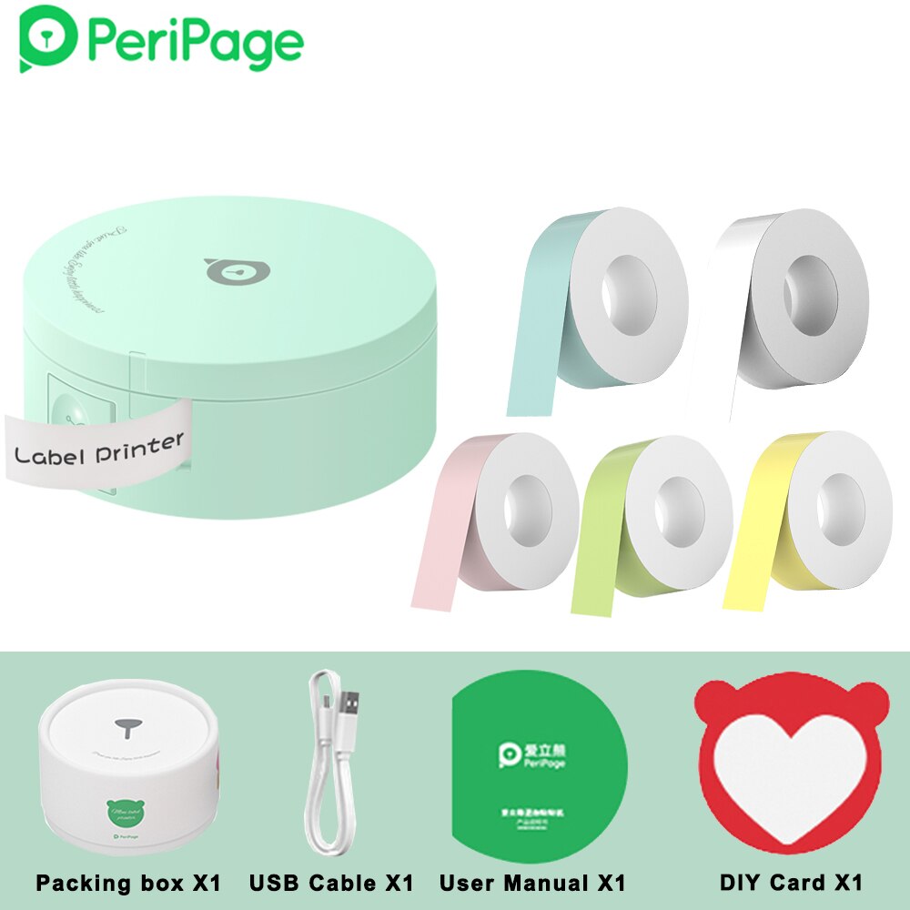 PeriPage L1 Printer Mini Pocket Label Maker Sticker Inkless Portable Thermal Label Printer Bluetooth-compatible: GR-5 Rolls Paper