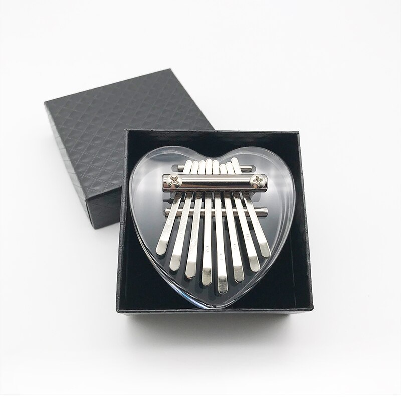 8 Key Mini Kalimba Acrylic Clear Thumb Piano Keyboard Musical Instrument for Beginner Kids Girlfriend Travel Entertainment: Heart