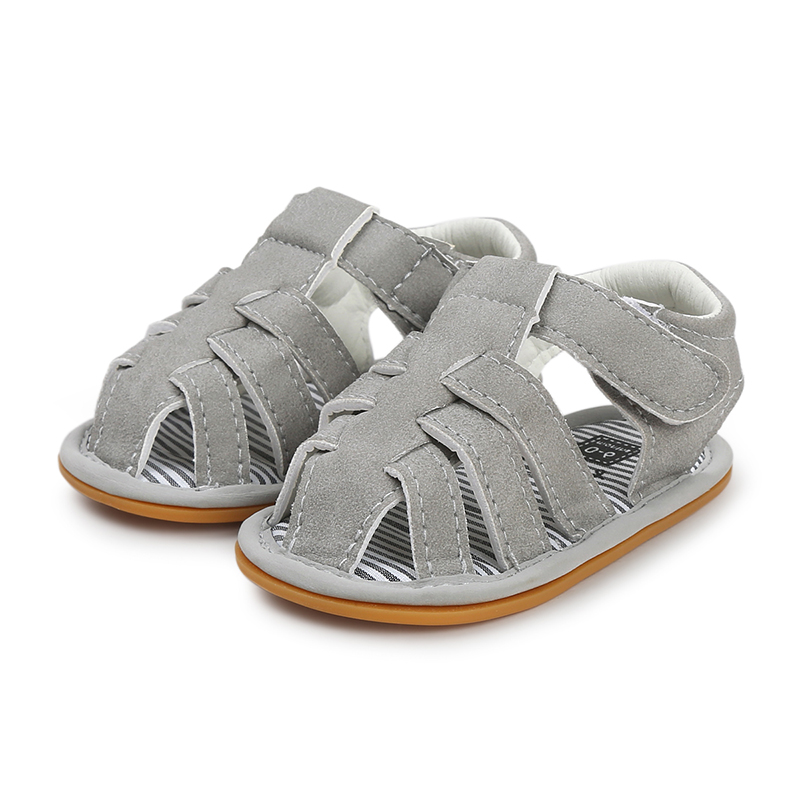 Beckior Baby-sandalen für mädchen und jungen, flach, weich, rutschfest, aus gummi, Ideal als lauflernschuhe oder krabbelschuhe für babys und kleinkinder ab 0-18 monaten.: Grau / 13-18 monate