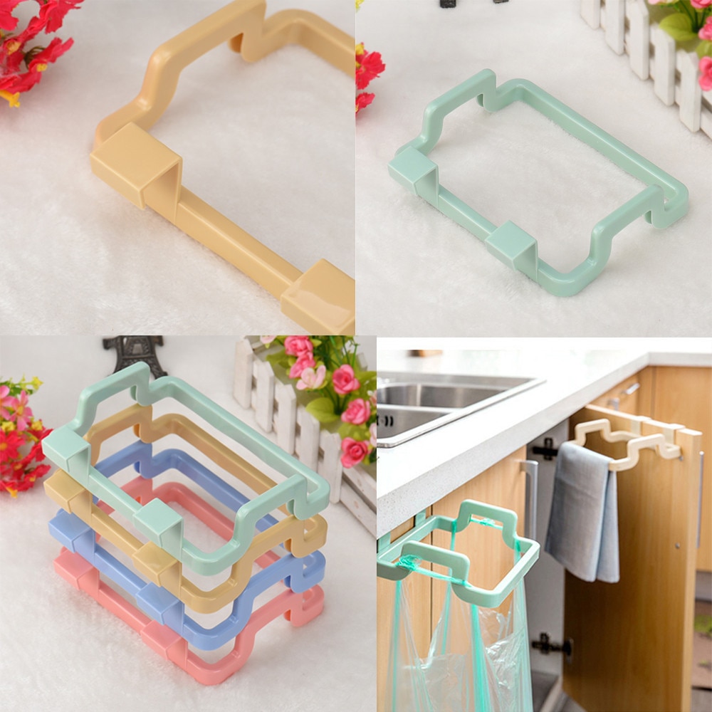 1pc Kitchen Cabinet Door Basket Hanging Trash Can Waste Bin Garbage Bag Holder Portable Kitchen Trash Bag Holder Kitchen Gadgets