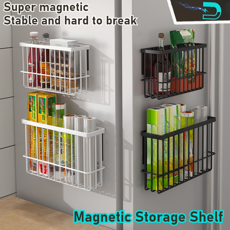 Magnetic Storage Shelf Wall Mounted Metal Kitchen Refrigerator Spice Rack Space-saving Fridge Kitchen Organizer Storage Box