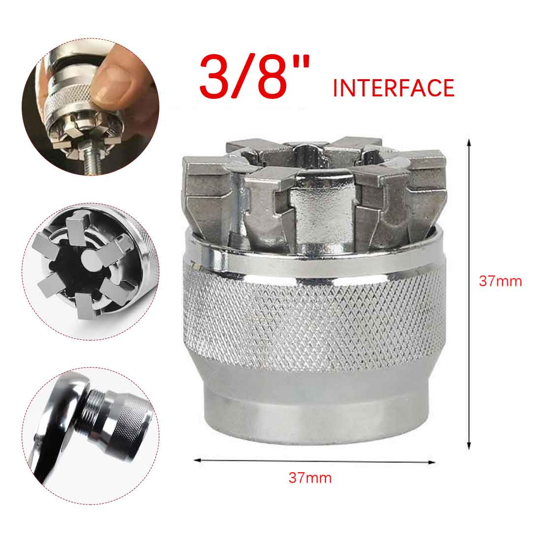 3/8" Universal Sleeve Magic Head 10-19 mm Adjustable Hex universal Socket Torque Ratchet Socket Adapter Wrench DIY Torque Wrench