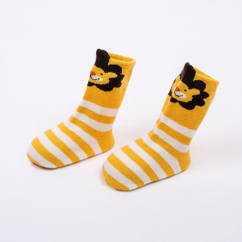 Nette Karikatur Baby Socken Für Neugeborene Streifen Baby Mädchen Jungen Socken Baumwolle Kleinkind Kleinkind Anti Unterhose Boden freundlicher Socken: Gelb