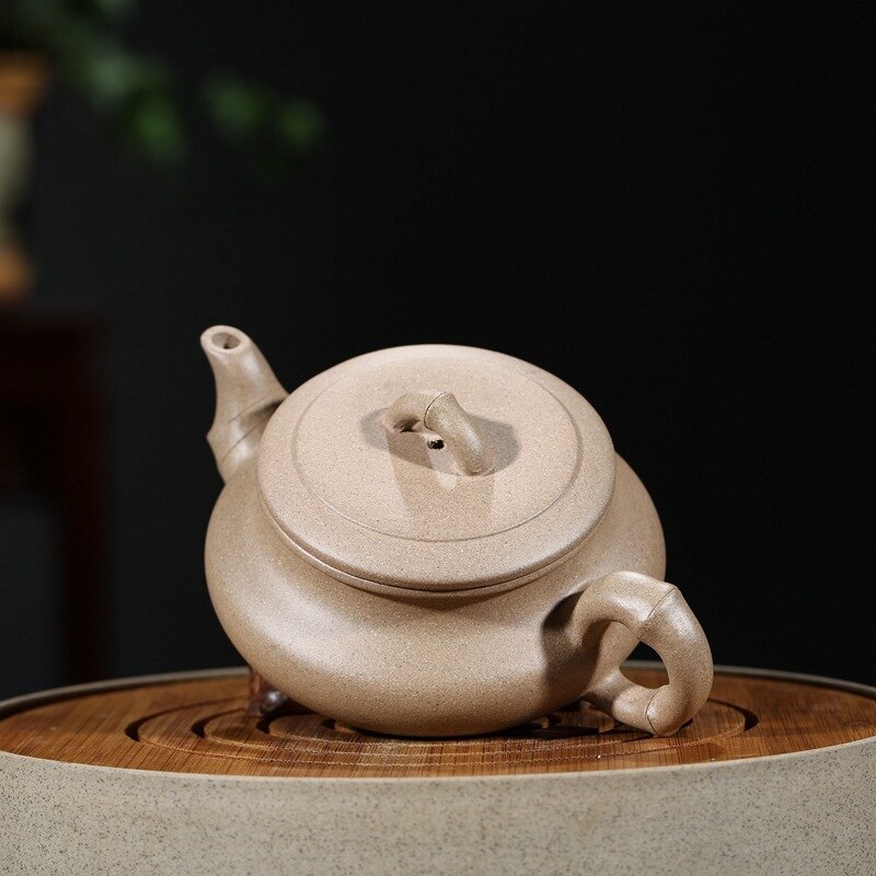 Yixing lila lera tekanna platt bambu kung fu vattenkokare zisha te skickar låda