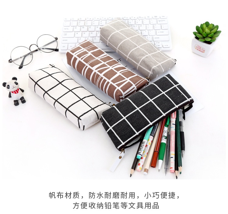 Briefpapier gestreepte canvas etui school etui eenvoudig raster schrijf etui kantoorbenodigdheden etui studenten potloden