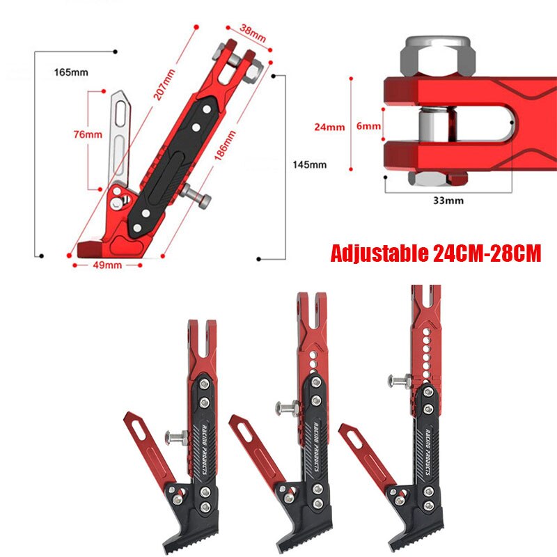 Pata de cabra Universal para motocicleta, soporte lateral ajustable, 1 pieza