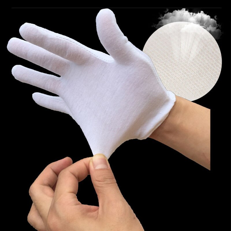 12Pairs Cotton Gloves White Safety Gloves Ceremonial Gloves For Male Female Serving Waiters Drivers Jewelry Gloves