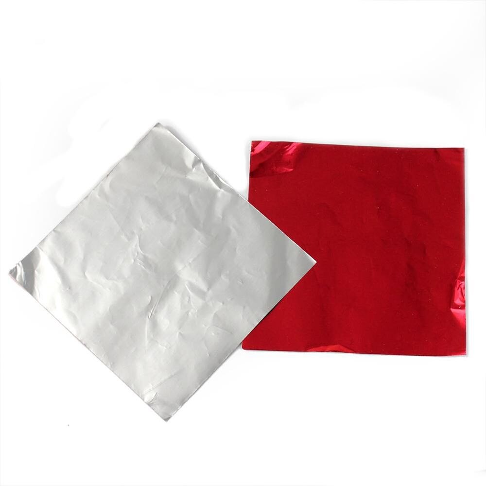 100Pcs Vierkante Snoep Pakket Folie Papier Chocolade Lolly Folie Wrappers Party Diy Embossing Verpakking Papier: Red