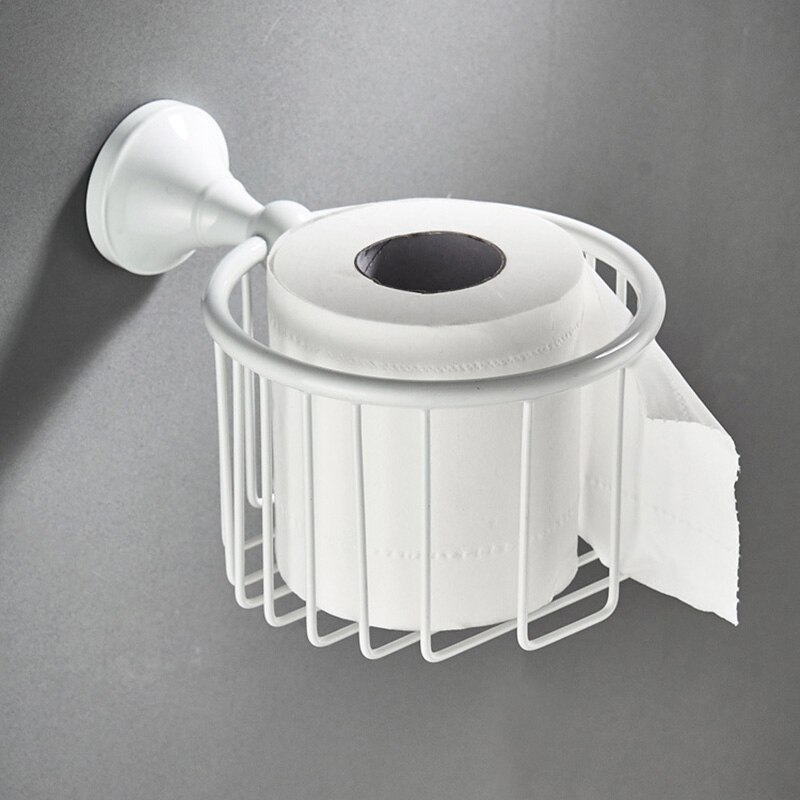 Ensemble d&#39;accessoires de salle de bain en laiton blanc, porte-savon de douche, porte-sèche-cheveux, porte-peignoir, brosse de toilette, porte-rouleau: Paper holder