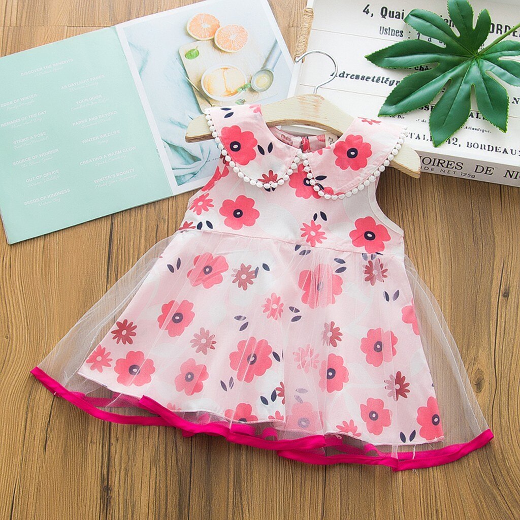 1-6 años, vestidos de Chifón con flores para niñas, ropa sin mangas con estampado de flores, vestido de princesa de verano para niños, vestido de , atuendo # P30