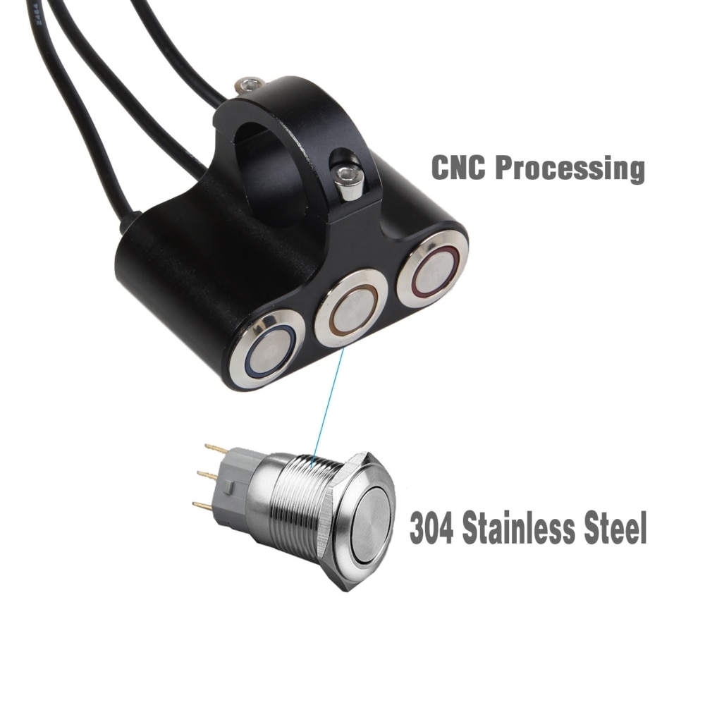 BOSMAA Motorcycle Handlebar Led Indicator light Switch 22mm/25mm Adjustable Mount Waterproof Button Switch DC12V For Fog Light