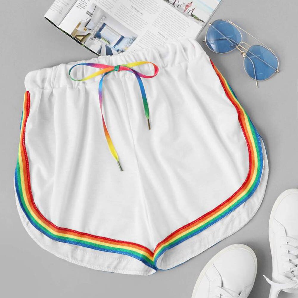 Shorts für damen, yoga-shorts, sommer-shorts mit streifen und regenbogenmuster, sport-shorts für damen, laufen, fitness, joggen, strandshorts, #0218 g 10