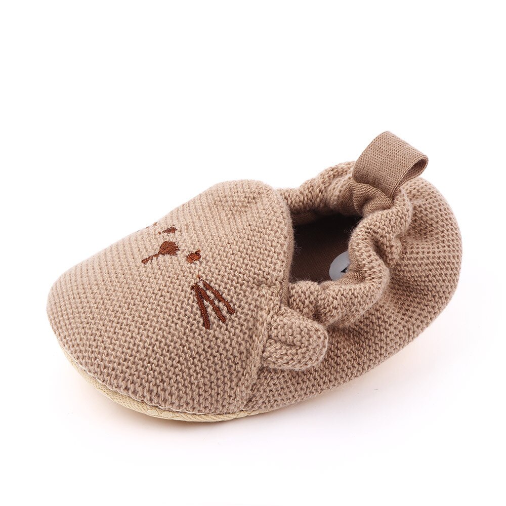 Zapatos para recién nacidos, zapatillas para bebés, niños y niñas, zapatos de cuna de punto, calzado de punto antideslizante de ganchillo con dibujos animados de ratón