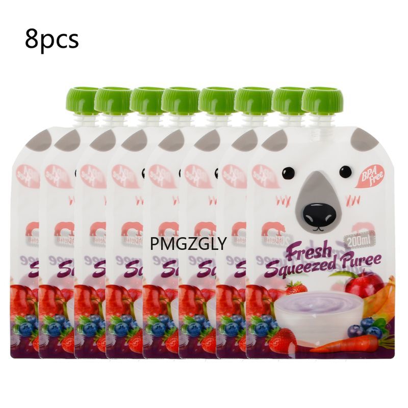 8Pcs Hersluitbare Vers Geperst Zakjes Praktische Baby Spenen Voedsel Puree Herbruikbare Squeeze Voor Pasgeboren