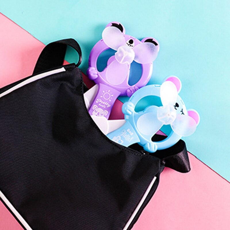 1PC Kids Mini Portable Cartoon Cubs Hand Pressure Fan Page Manual Handheld Summer Mini Cooling Air Conditioner for Children