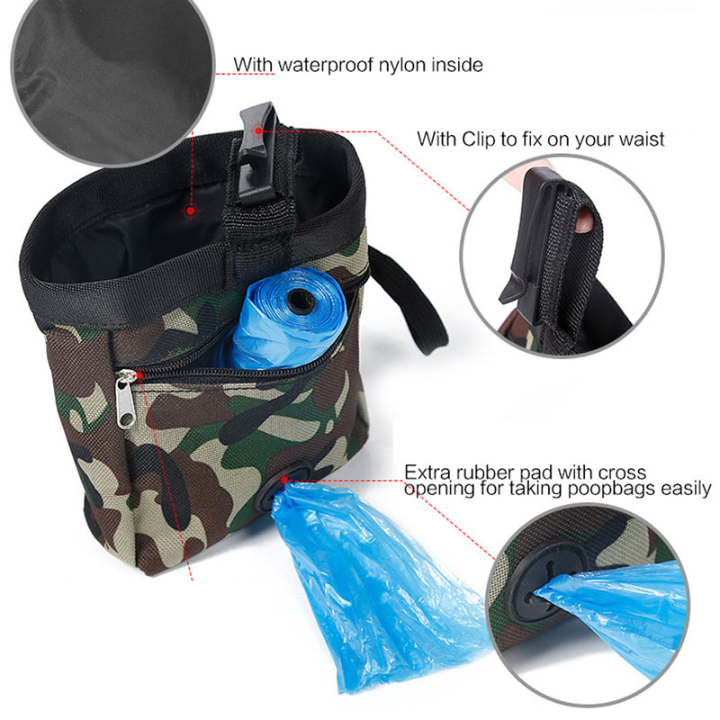 Grønn/rosa kjæledyr hund valp veske gå mat godbit snack bag smidighet agn treningslommer midje oppbevaring hold mat container bag