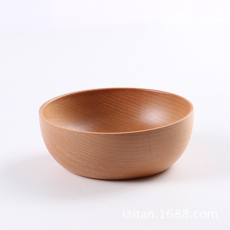 Natural Beech Wood Japanese Salad Bowl Household Wooden Bowl Tableware Salad Food Container Wooden Snack bowl Kitchen utensils