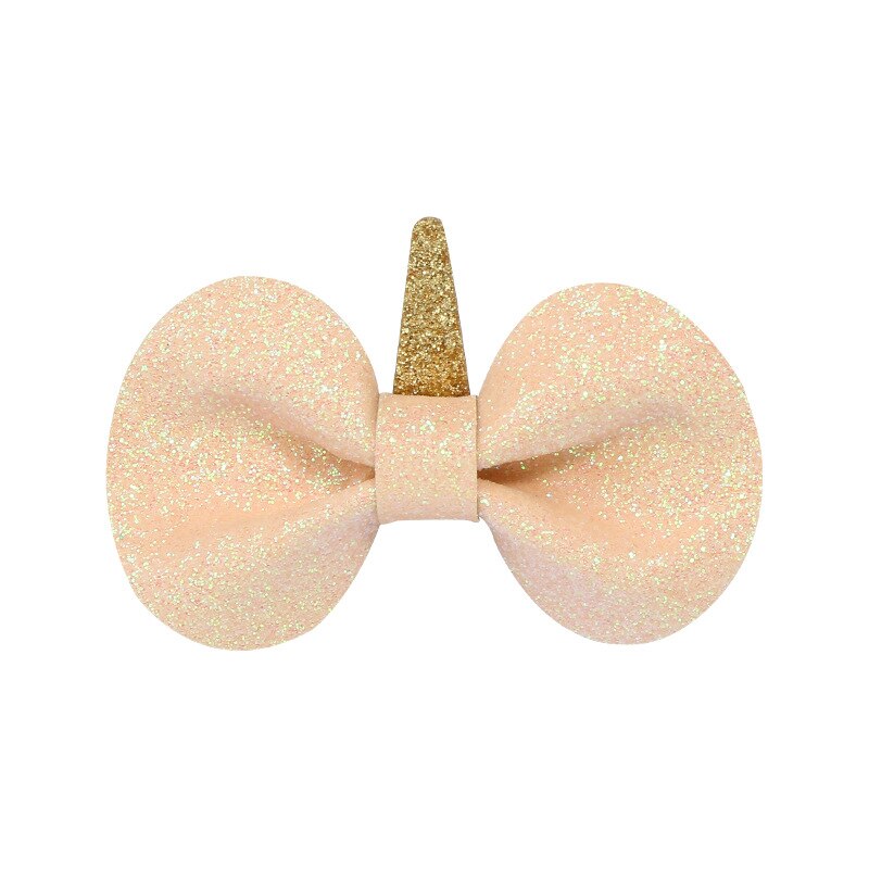 Kids Unicorn Hairpins Glitter Bow Star Hair Clips for Girls Children Headwear Barrettes Little Girl Hair Accessories: yellow bow