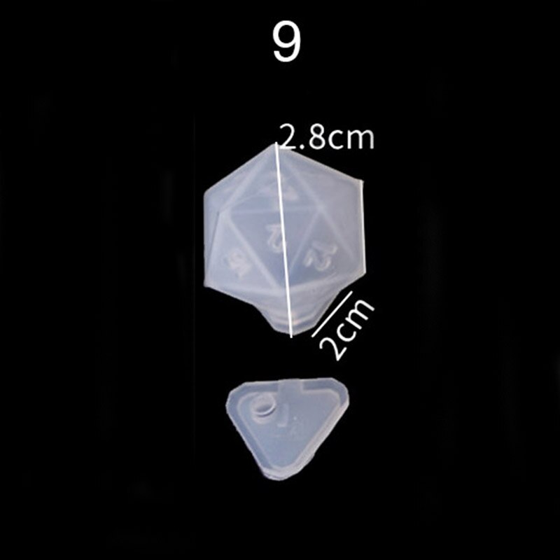 1pcs FAI DA TE Dadi Di Cristallo A Resina Epossidica Stampo In Silicone Arrotondato Multi-spec Digitale Specchio Stampo In Silicone per Strumenti di Creazione di Gioielli: 9