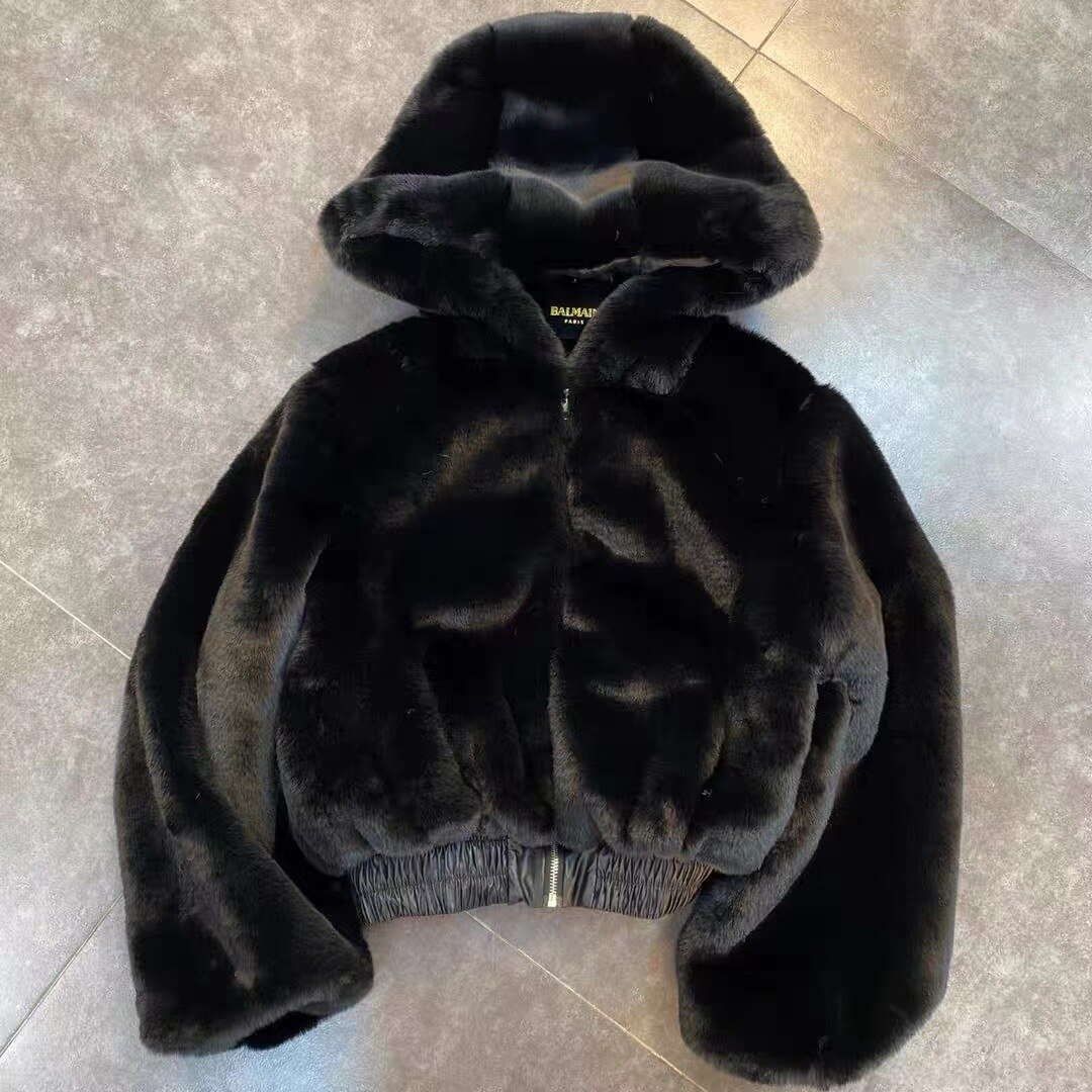 Moda dziewczyny kurtki ze sztucznego futra dla dzieci zima fajne płaszcz z suwakiem 2022 nowy 8 10 12 14 lat odzieży wierzchniej: Black / 3T