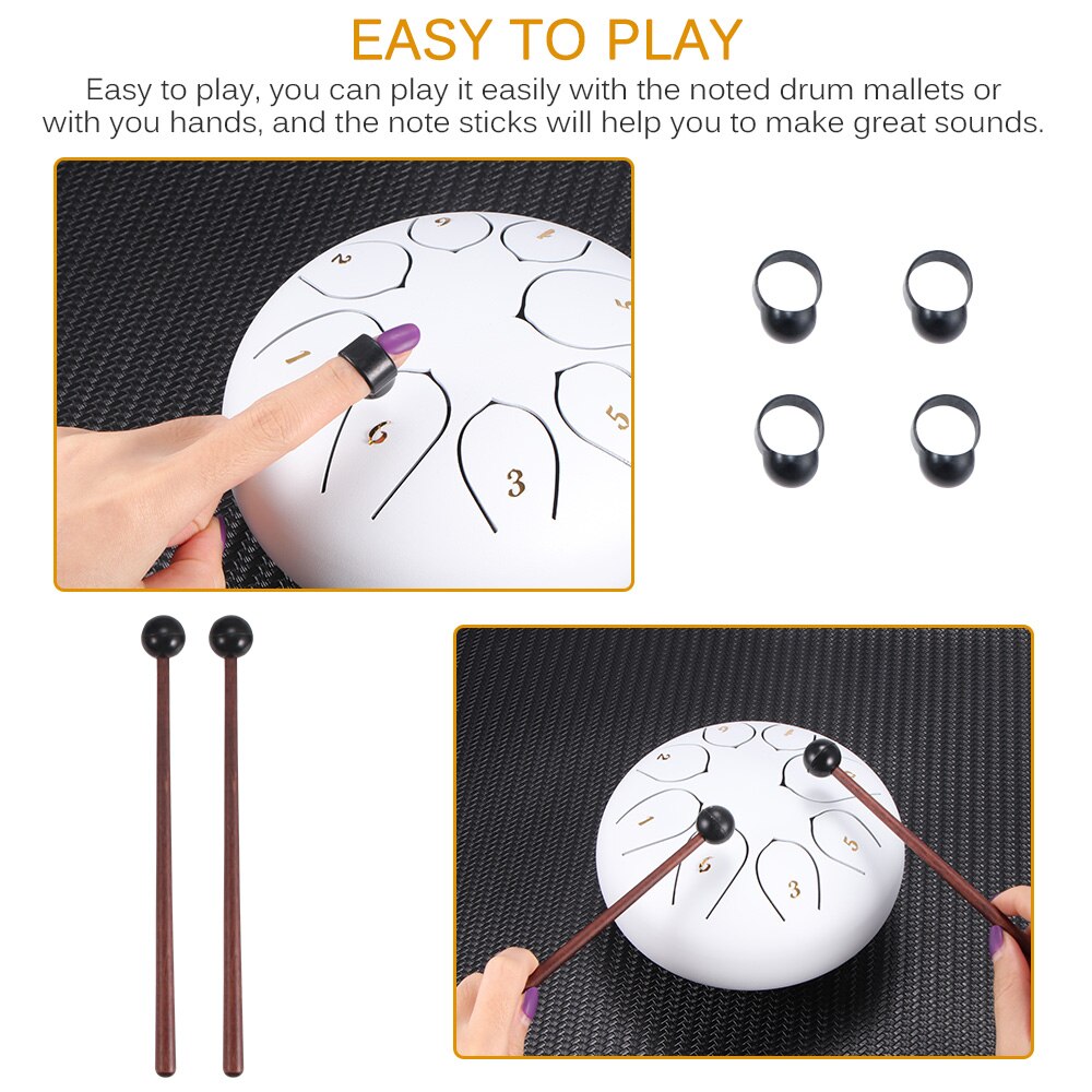 6 Inch Tong Drum Staal Tong Drum 8 Tune Hand Pan Drum Tanks Hang Drum Met Drumsticks Draagtas Percussie instrumenten