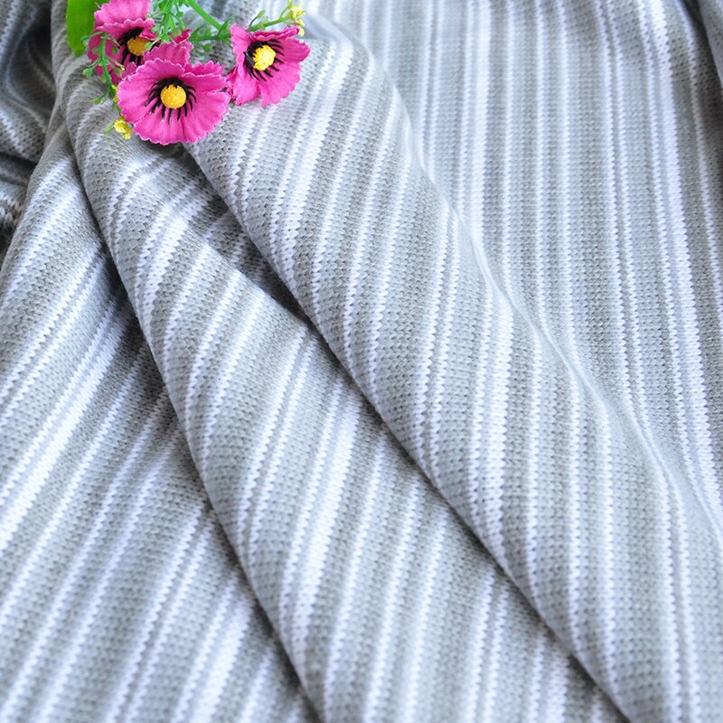 50cm*180cm/Piece, Thickened Grey And White Stripe Knitted Wool Cloth, Sweater, Windbreaker, Skirt Fabric, DIY Handmade Material