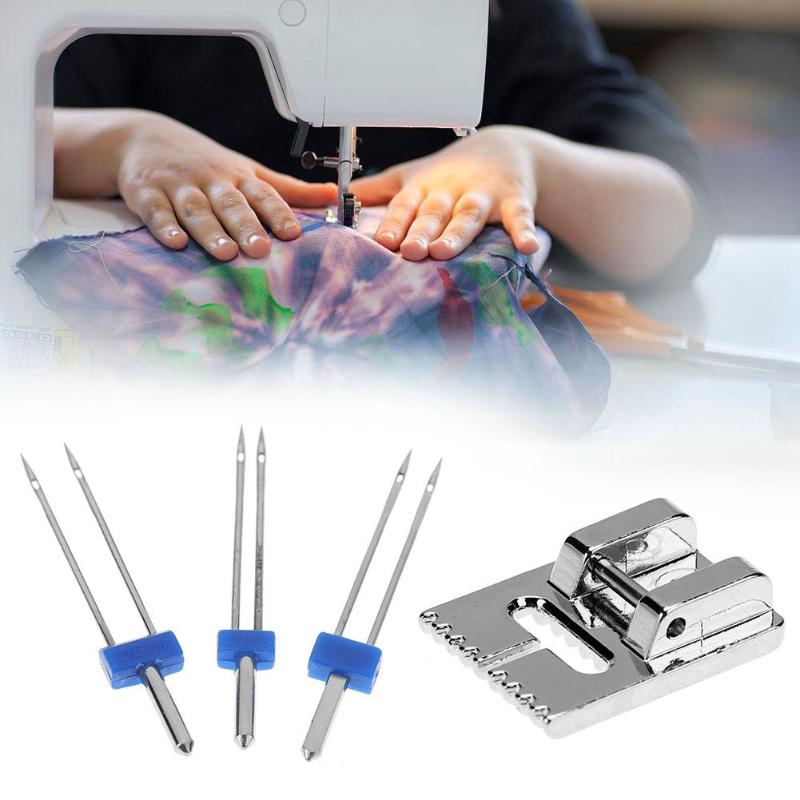 Metal Sewing Machine Presser Foot with 3 Sizes Double Twin Needles Pin For Brother Singer Janome Sewing Machine