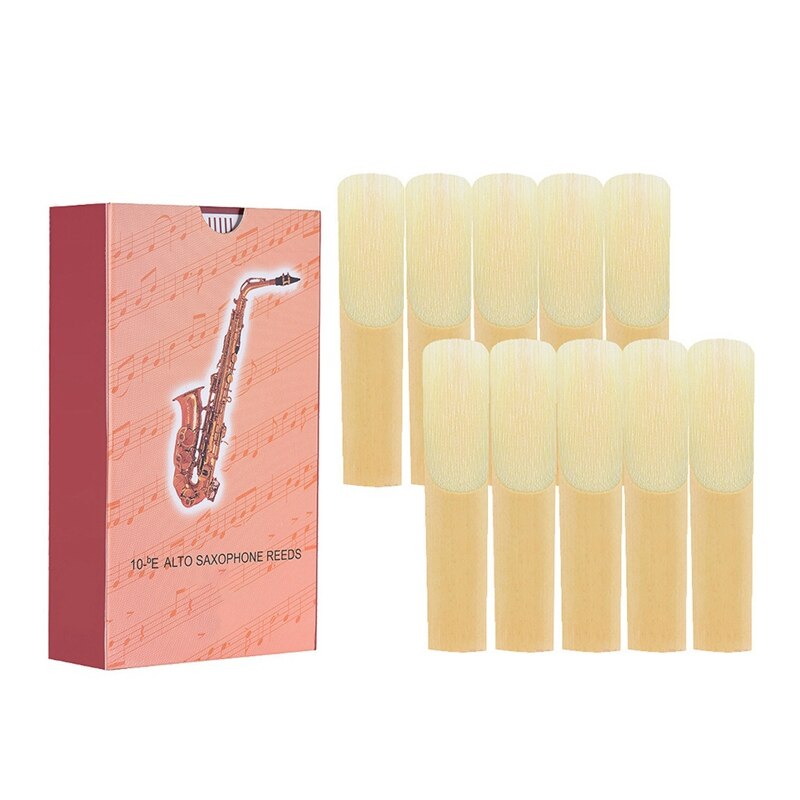 10 pieces/box eb alto saxophone reed sax reed with new carved metal ligature clip