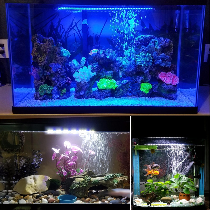 18/28/38/48CM Waterproof LED Aquarium Lighting Fish Tank Light Bar Blue/White Submersible Underwater Lamp light Aquatic Decor
