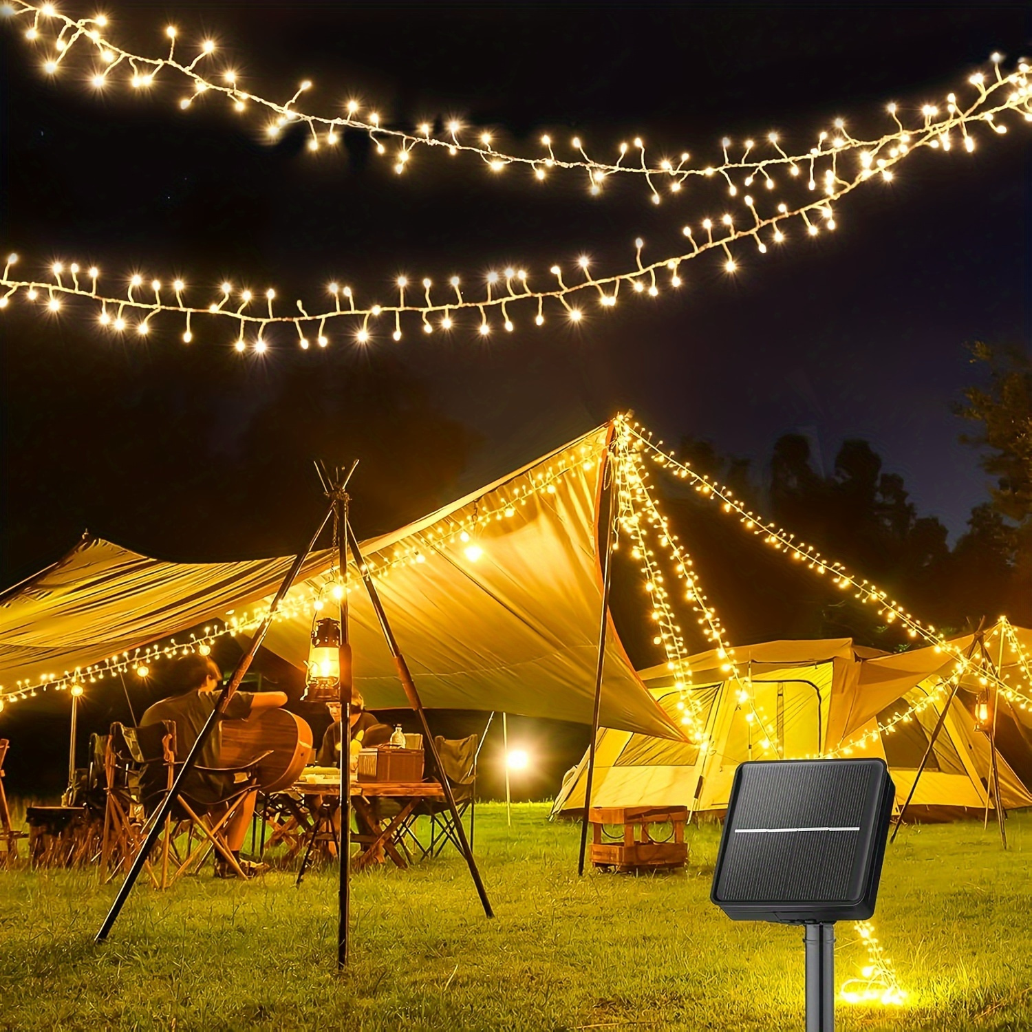 Outdoor waterdichte lamp op zonne-energie LED-lichtslingers 8 modi voetzoeker sprookjeslicht voor terras balkon tuin kerstdecor