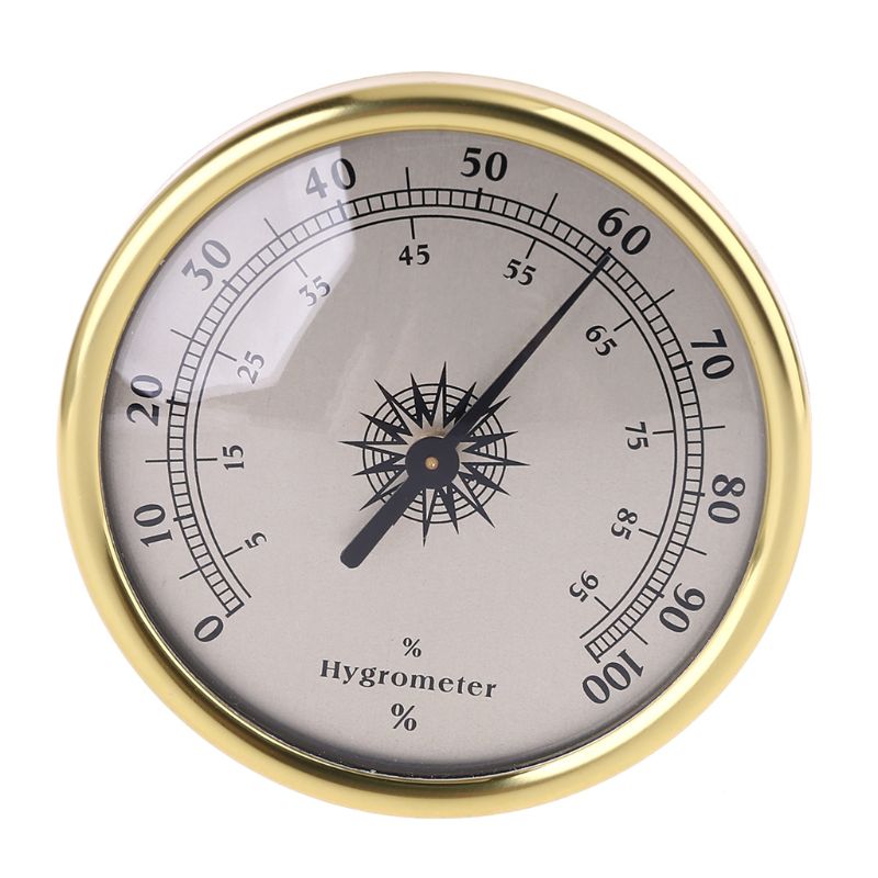 7.2cm Gold Ring Surface Hygrometer Instrumentation Thermometer Humidity Meter Gauge - No battery needed