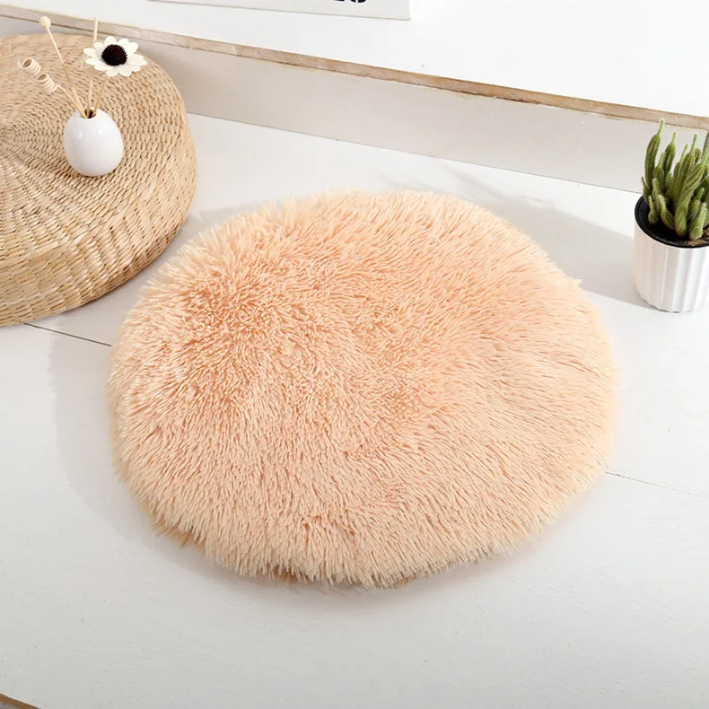Runde Haustier-Hundebettmatte, langes Plüsch-weiches, flauschiges Kissen, Katzen-Deckenunterlage für kleine, mittelgroße und große Hunde, Schlafzubehör: S / Rose farbe