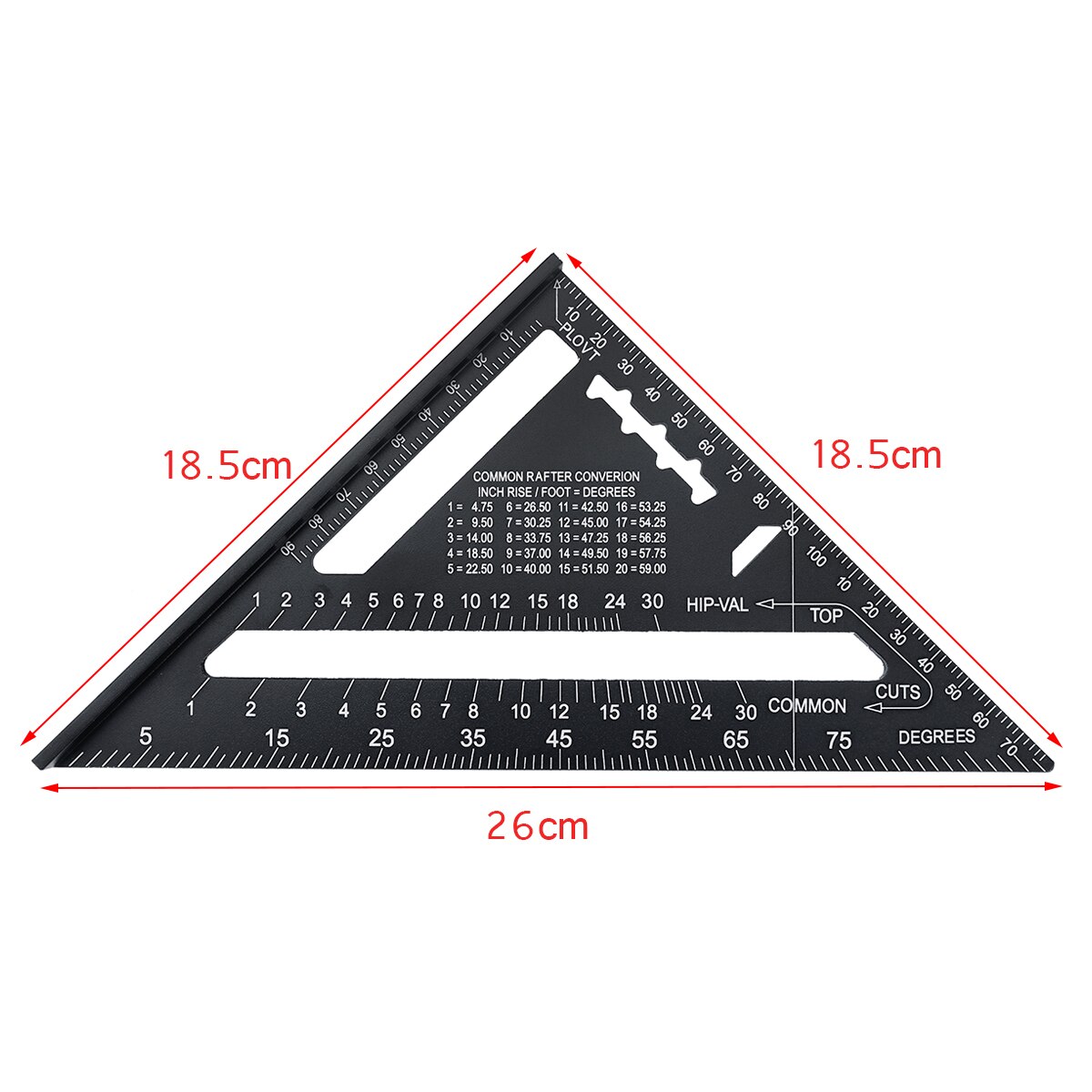 Angle Ruler 7/12 inch Metric Aluminum Alloy Triangular Measuring Ruler Woodwork Speed Square Triangle Angle Protractor: 7inch