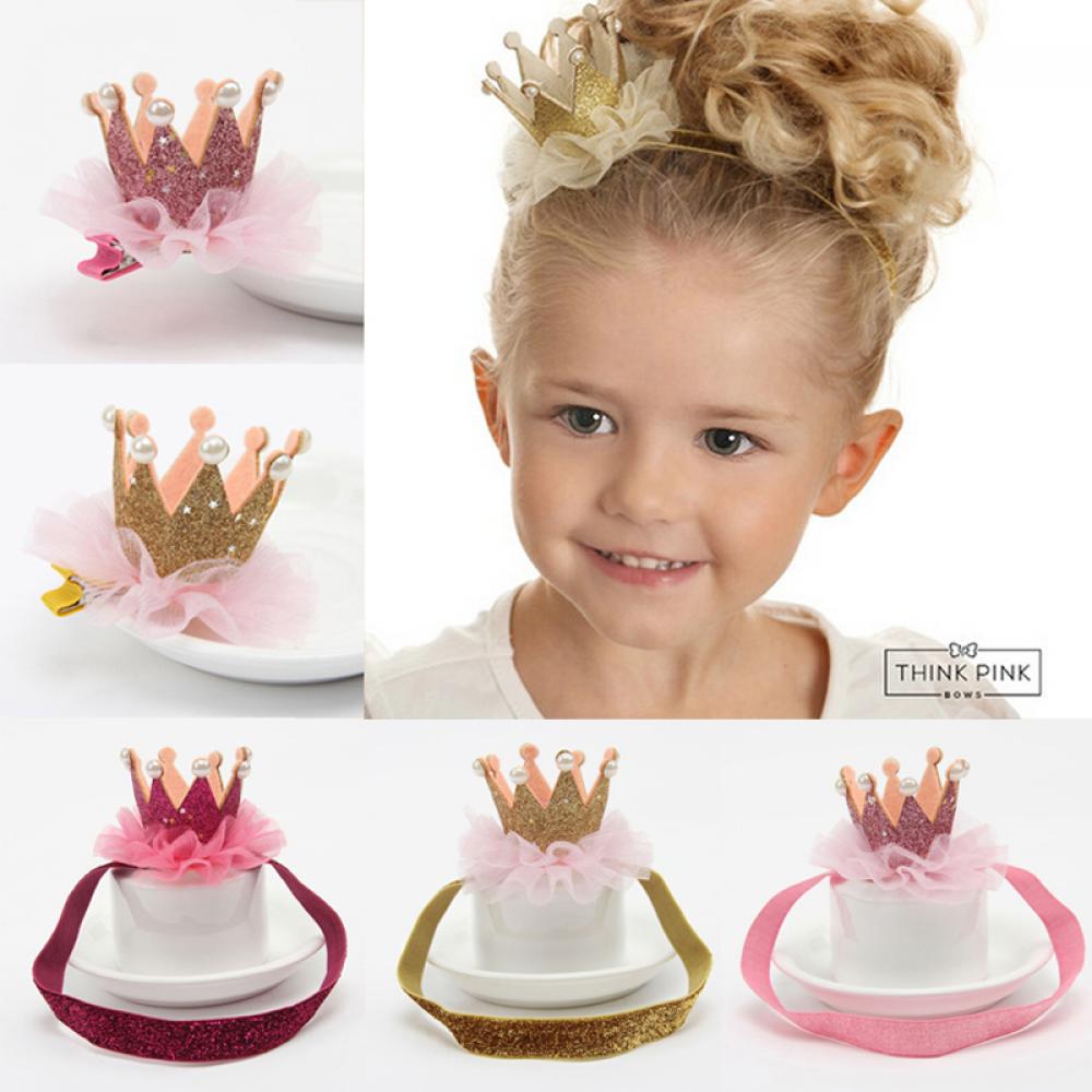 1 pièces mignon filles dentelle perle brillant étoile élastique bandeau couronne princesse pince à cheveux épingles à cheveux accessoires de cheveux