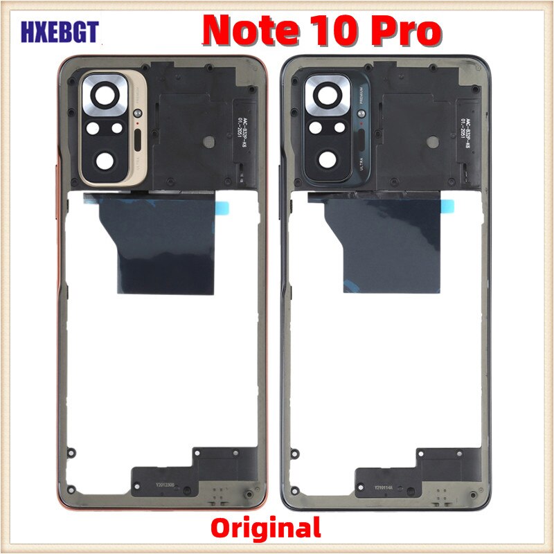 Original Middle Frame For Xiaomi Redmi Note 10 Pro With Camera Glass Lens Front Housing Middle Bezel Chassis Shell Parts