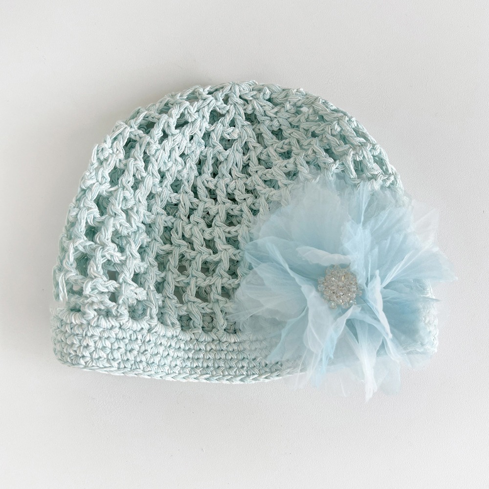 Handmade Crochet Flower Hat Thin Korean Beanies Hat Bohemian Style Ethnic Style Hollow Out Knitted Hat Apparel Accessories: green