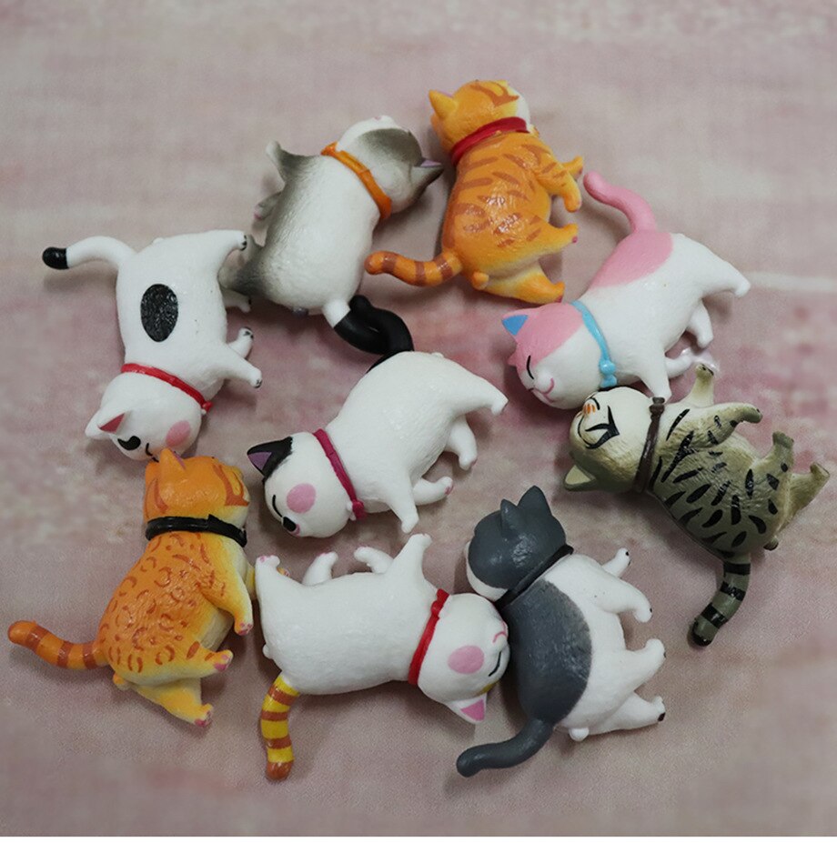 9 Pieces of 5 Cm Artificial Cute Cat Figurines &amp; Miniatures Doll Toy Colorful Doll Miniature Doll Home Decoration