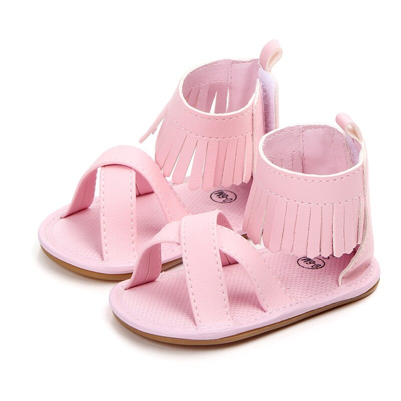 Baby Girl Sandals Newborn PU Tassel Sandals Newborn Baby Girl Shoes Cute Child Sandals For Baby Girls: Pink / 13-18 Months