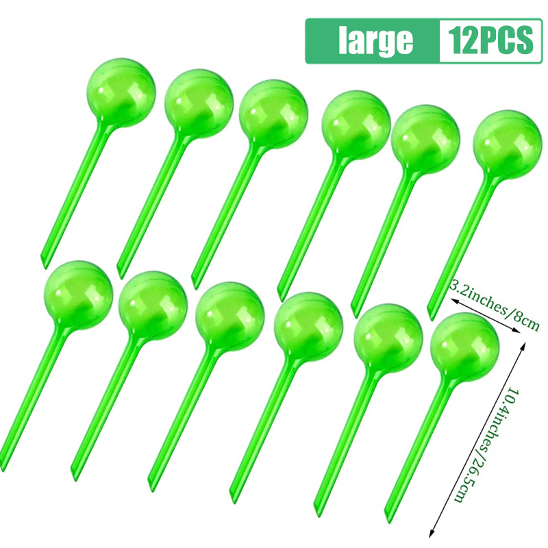 1/12PCS Automatic Plant Watering Bulbs Self Watering Globes Plastic Balls Garden Water Houseplant Device Drip Irrigation System: Green-L-12PCS