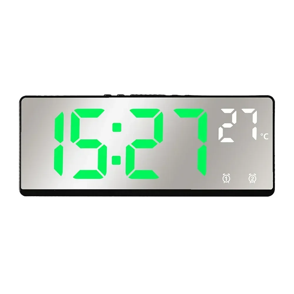 Reloj despertador LED inteligente activado por voz con alarmas duales, modo nocturno y pantalla de temperatura para dormitorio o escritorio: Negro
